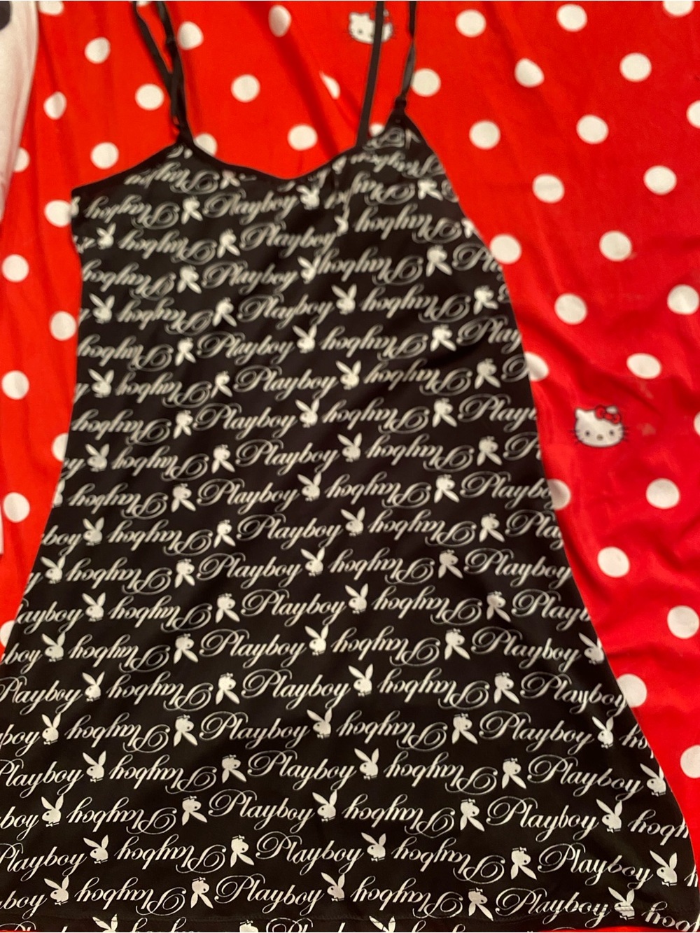 PLAYBOY Black and White Script Slip Top